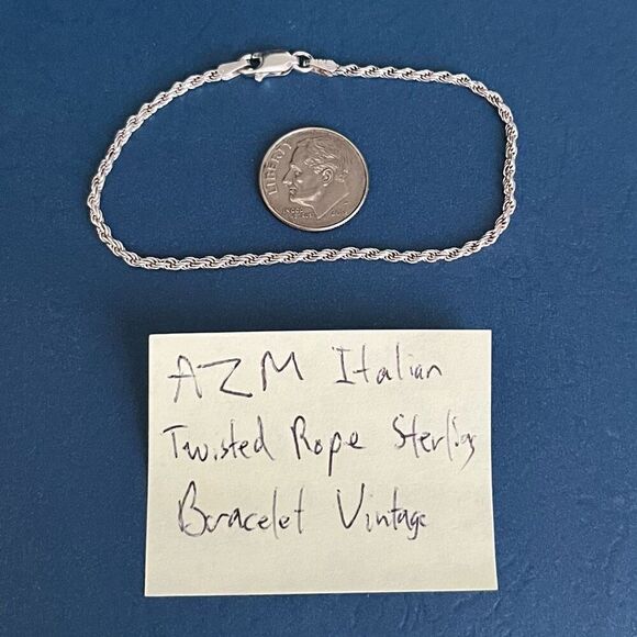 AZM Vintage Italian Sterling 925 Silver Twisted Rope Bracelet - Picture 8 of 11